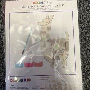 Learn & Play Paint-Your-Own 3D Llama Puzzle Kit